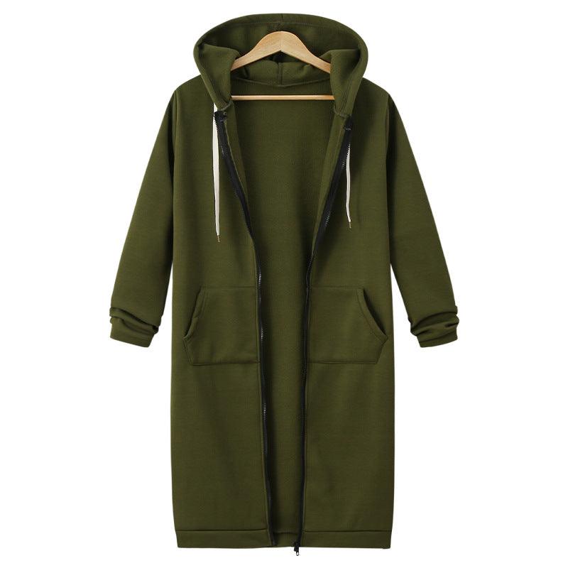 Hooded Long Sleeve Sweater Fleece Long Jacket - Stylish and Cozy Outerwear - Trendha