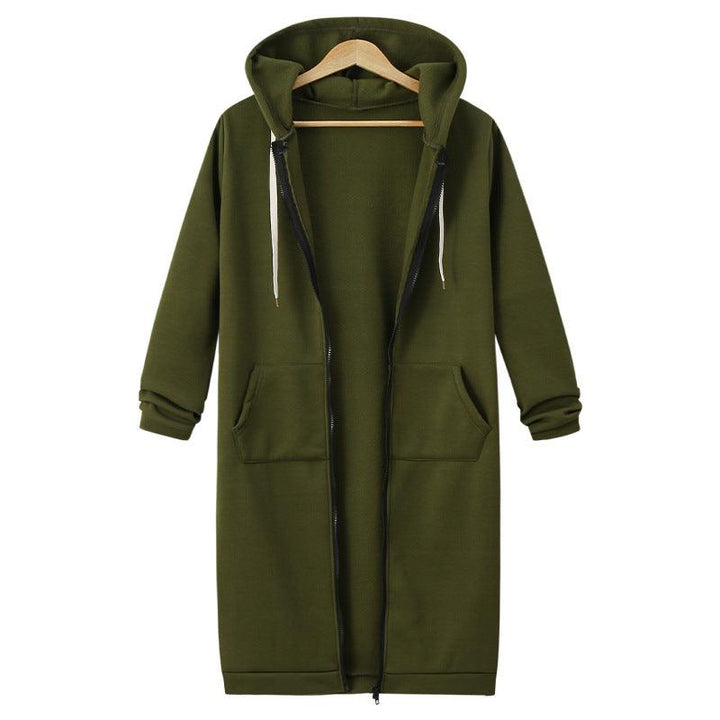 Hooded Long Sleeve Sweater Fleece Long Jacket - Stylish and Cozy Outerwear - Trendha