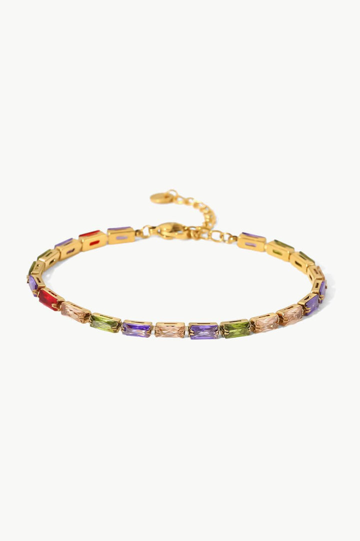 18K Gold Plated Multicolored Cubic Zirconia Bracelet - Trendha