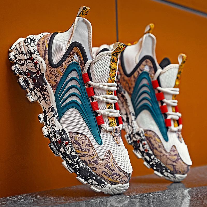 Low-cut Graffiti Net Shoes, Mesh Sports Daddy Shoes - Trendha