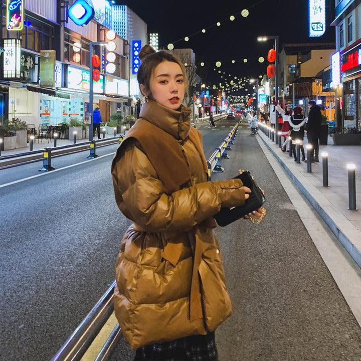 Small Winter Lace-up Thin And Thick Down Padded Jacket - Trendha