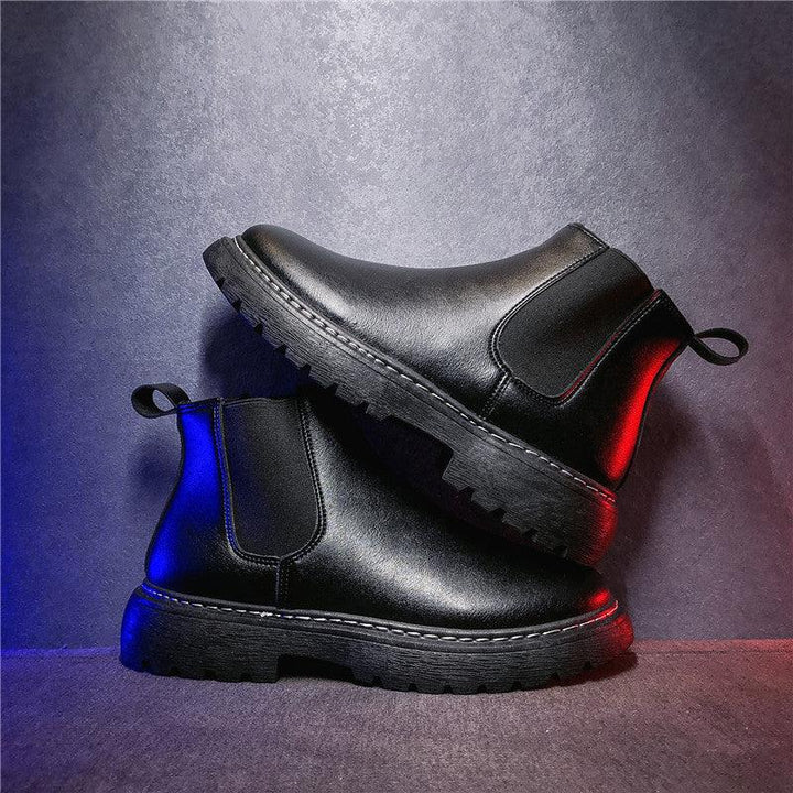 British Style Set Foot Leather Boots - Trendha