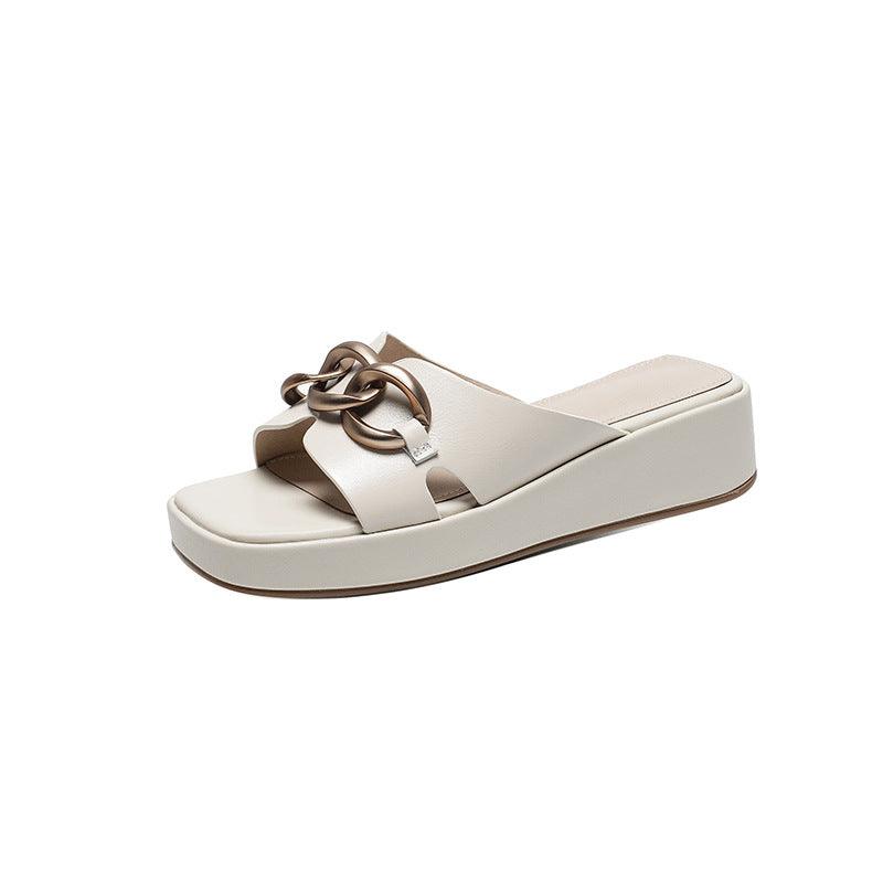 Women Summer Square Toe Midheel Sandals - Trendha