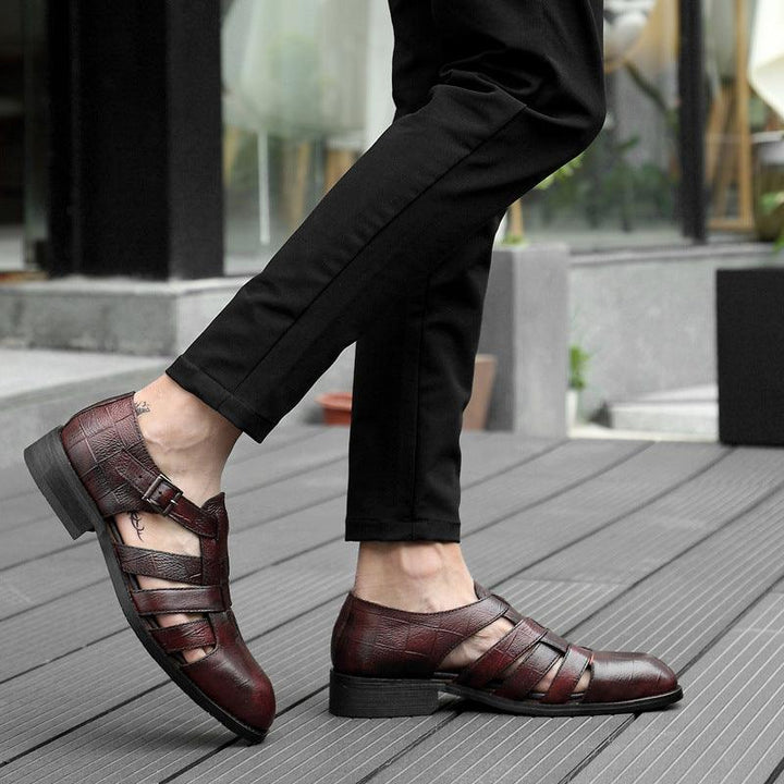 Hollow Business Formal Men's Comfortable Buckle Shoes - Trendha