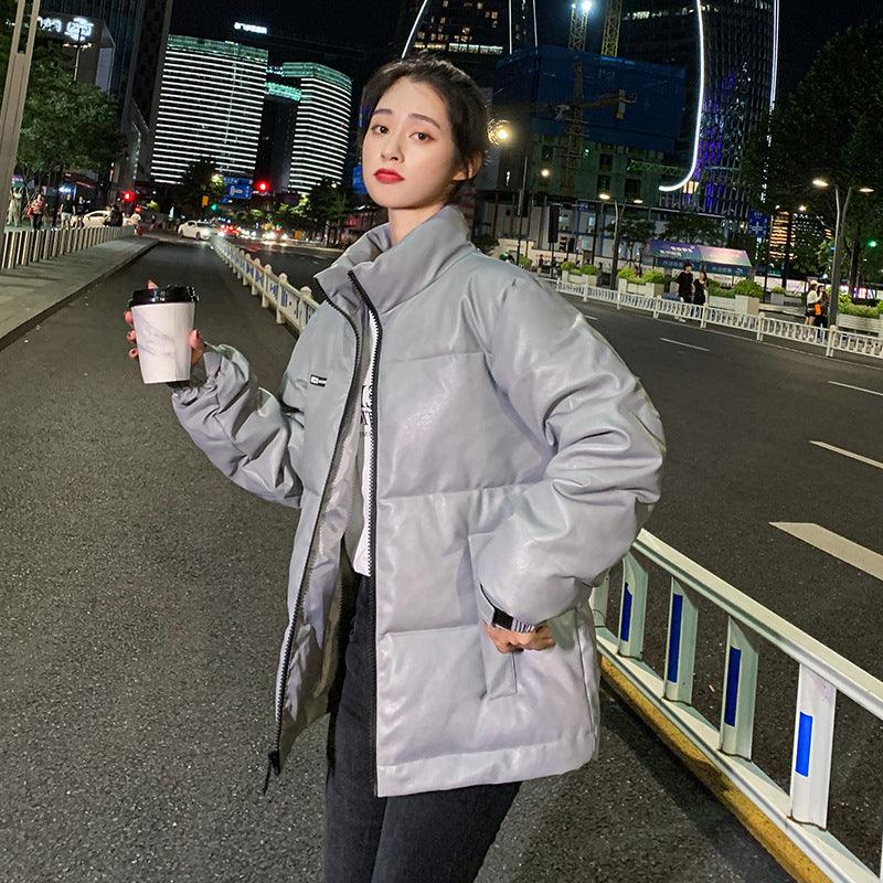 Thicken Cotton Clothes Korean Style Bright Leather Student Fashion - Trendha