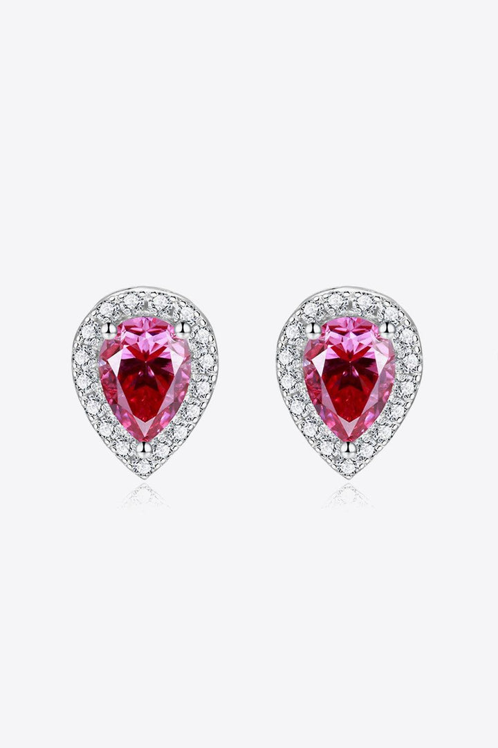 2 Carat Moissanite Teardrop Stud Earrings in Rose - Trendha
