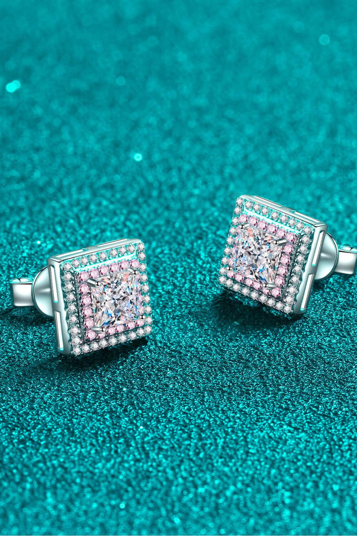 Moissanite Square Stud Earrings - Trendha