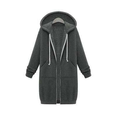 Hooded Long Sleeve Sweater Fleece Long Jacket - Stylish and Cozy Outerwear - Trendha