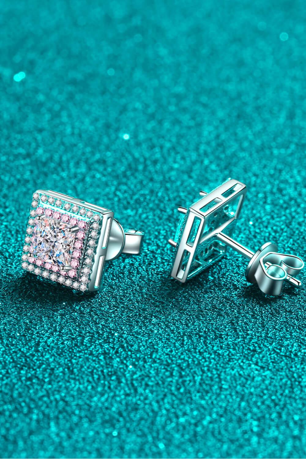 Moissanite Square Stud Earrings - Trendha