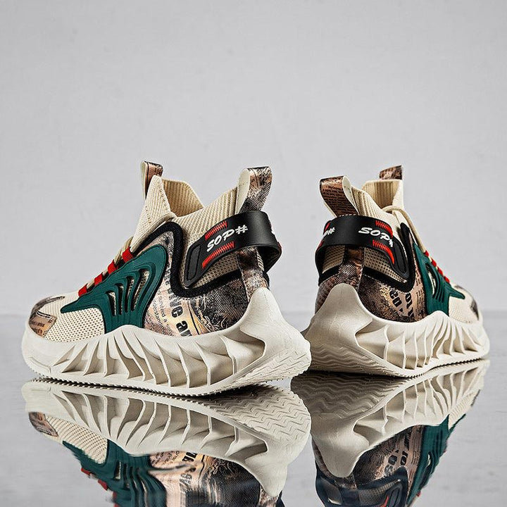 Men's Summer Breathable White Sports Running And Autumn Heightening Basketball Shoes - Trendha