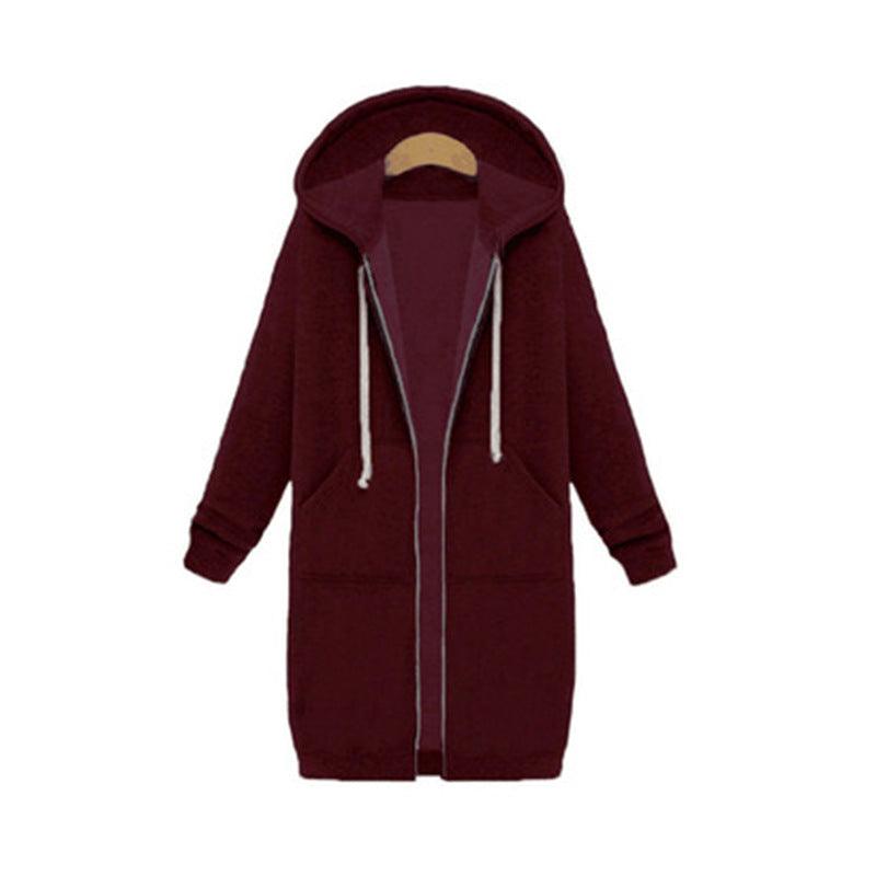 Hooded Long Sleeve Sweater Fleece Long Jacket - Stylish and Cozy Outerwear - Trendha