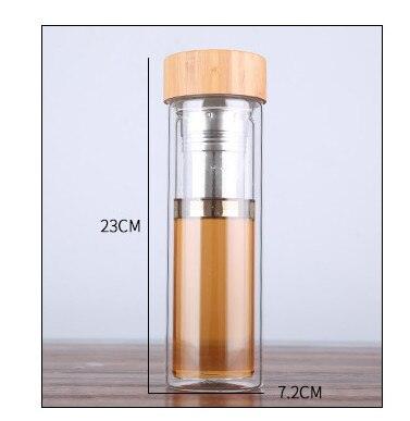 Glass Water Bottle with Tea Infuser and Bamboo Lid - Trendha