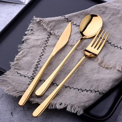 Gold / Silver Portable Steel Tableware Set - Trendha