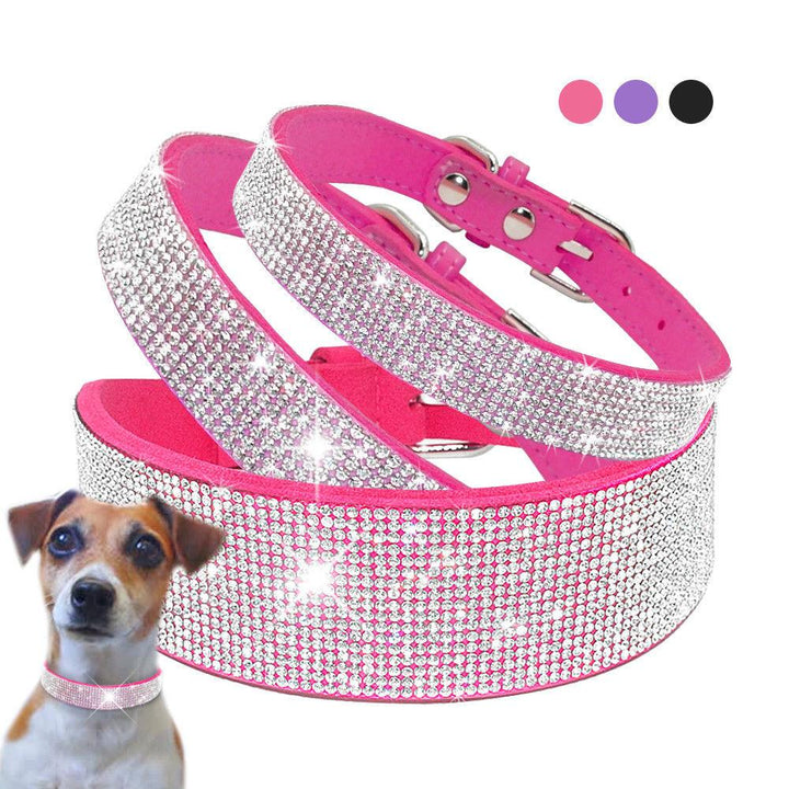 Luxury Rhinestone Leather Pets Collar - Trendha