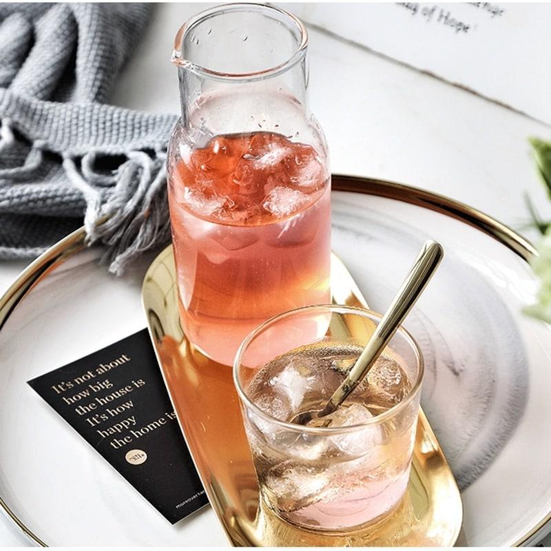 Mini Glass Water Bottle with Cup - Trendha