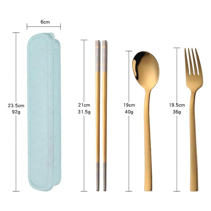 Portable Stainless Steel Chopsticks / Spoon / Fork Tableware Set with Box - Trendha
