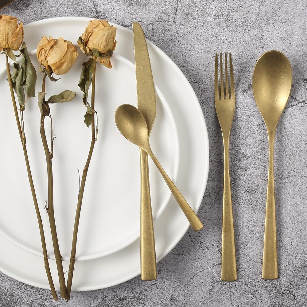 Retro Silver / Gold Cutlery 4 pcs Sets - Trendha