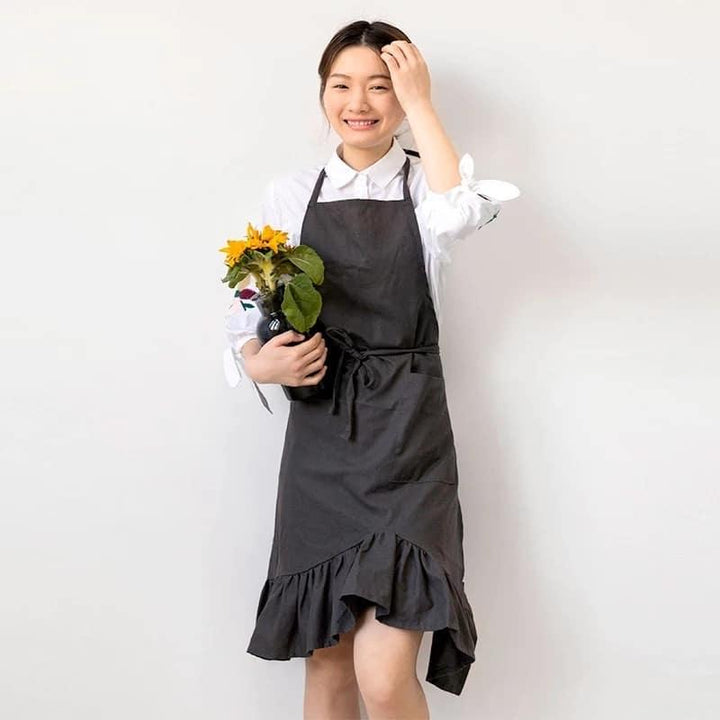 Ruffled Cotton Apron for Women - Trendha