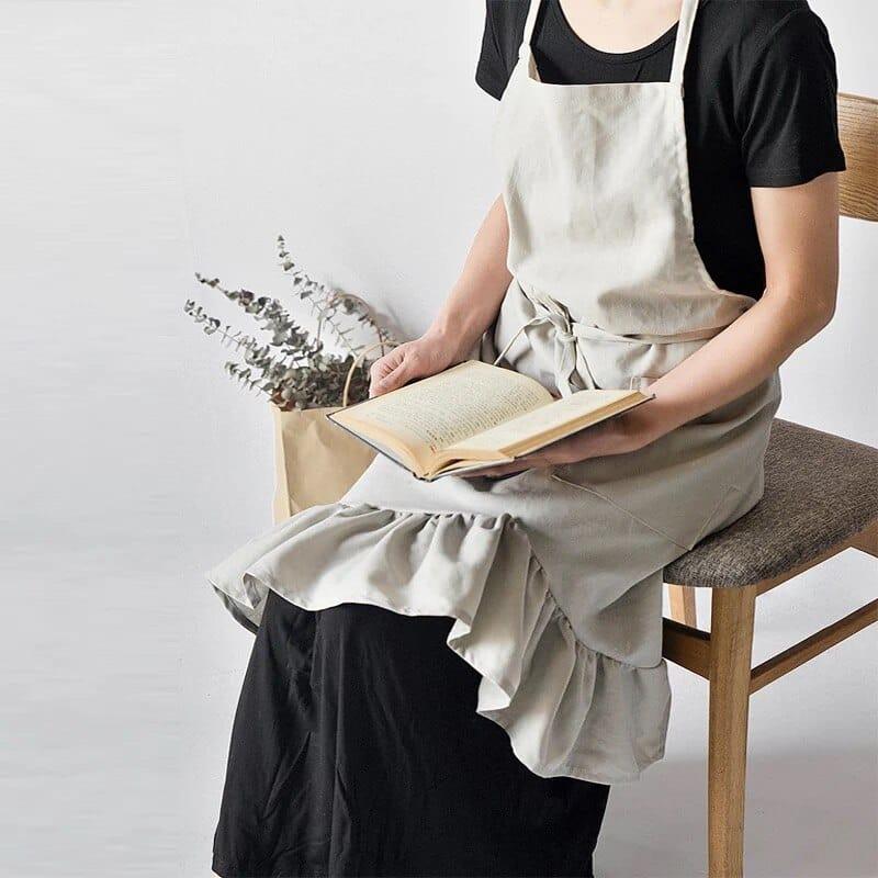 Ruffled Cotton Apron for Women - Trendha