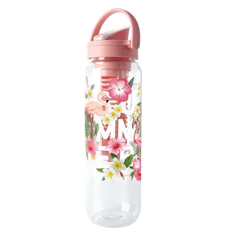 Tropical Patterned Water Bottle with Fruit Infuser - Trendha