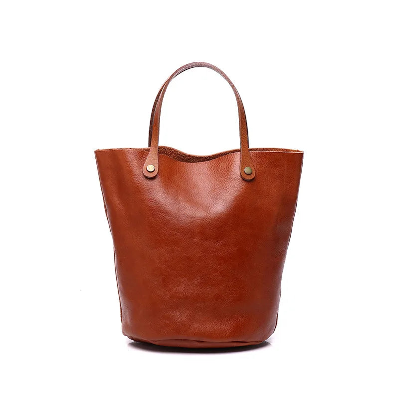 Retro Vegetable Tanned Leather Handbag