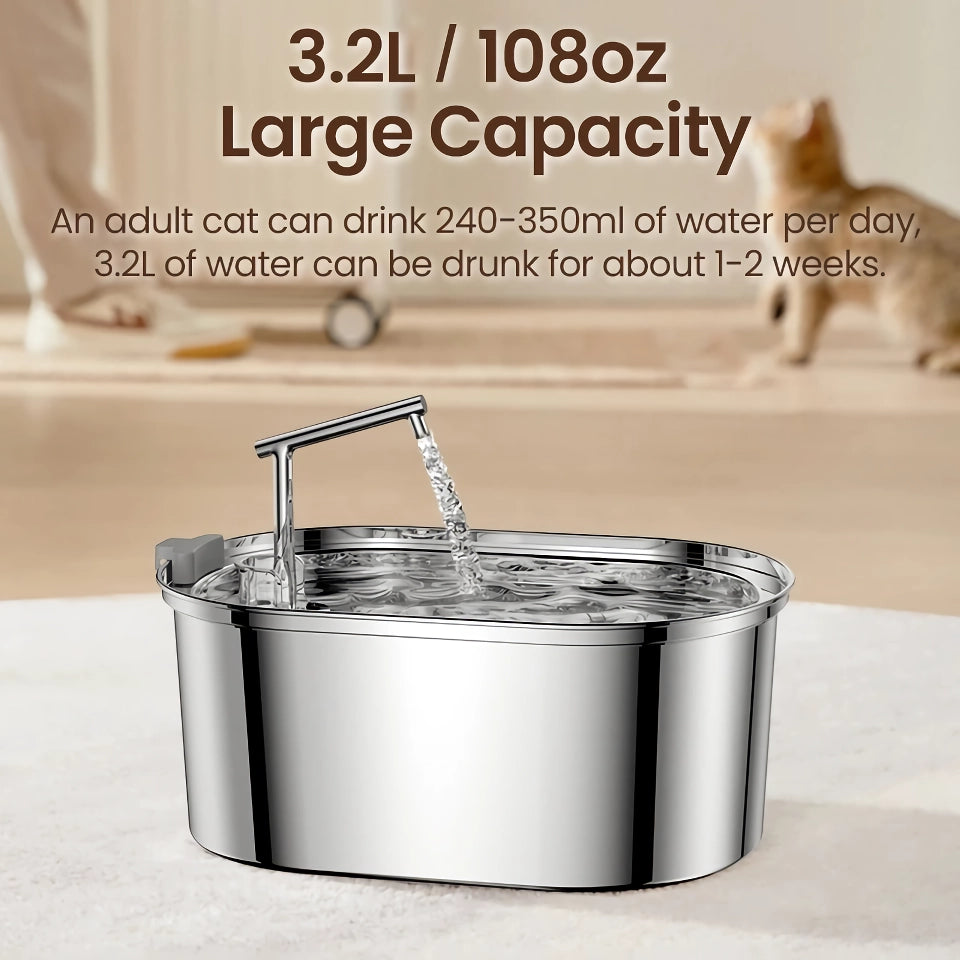 Automatic Stainless Steel Pet Drinking Fountain with Smart Water Filter and Pump