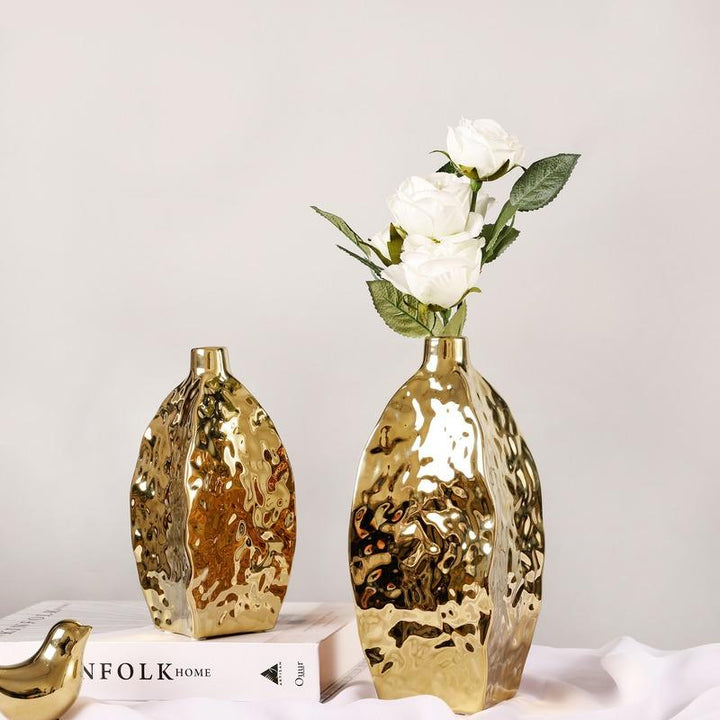 Ceramic Electroplated Gold Vase for Elegant Flower Arrangements - Modern Home Decor