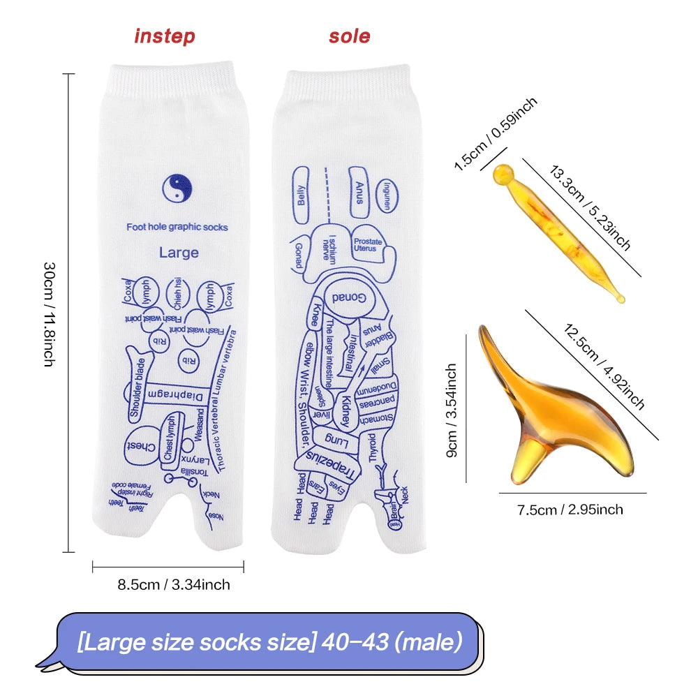 Foot Reflexology Massage Socks with Acupressure Stick