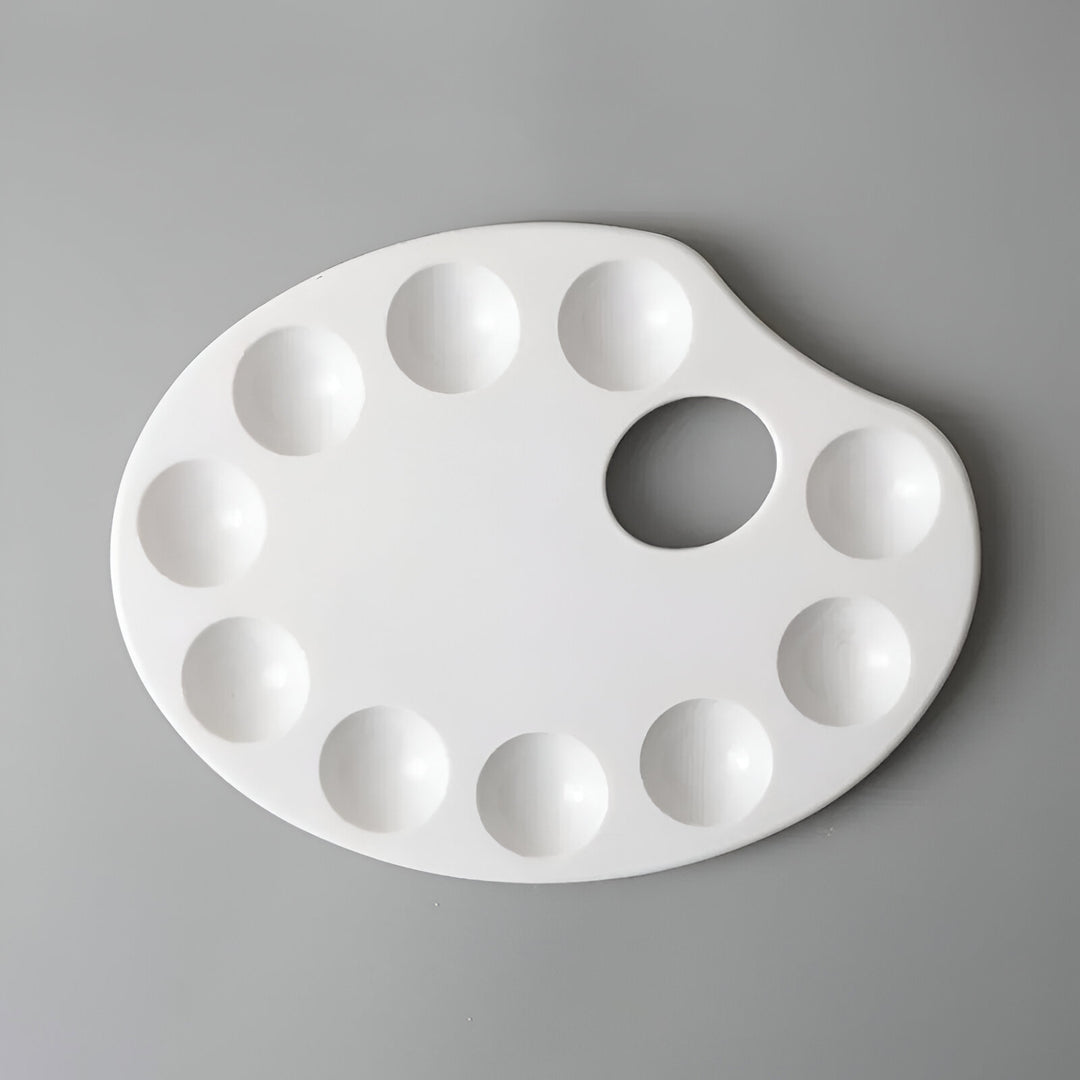 Fish-Shaped White Plastic Palette - 10 Grid Art Board