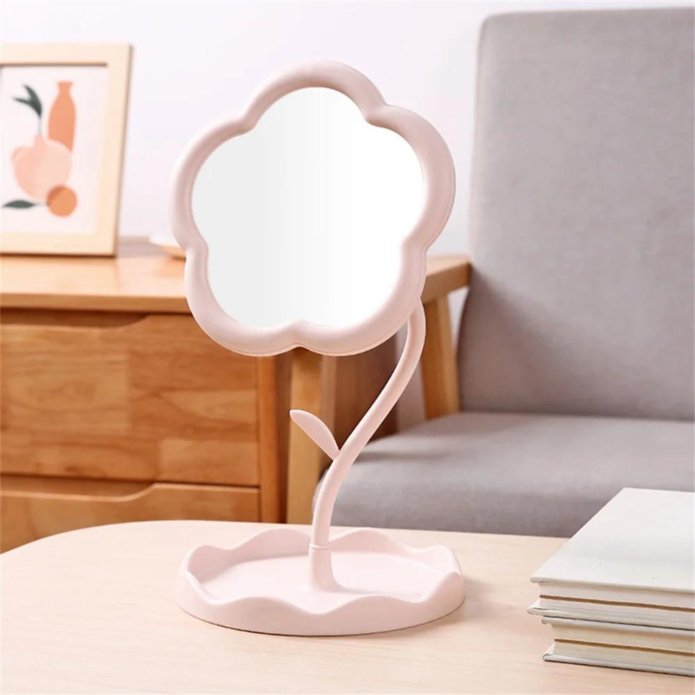 Sunflower Shaped Makeup Mirror with Jewelry Hooks