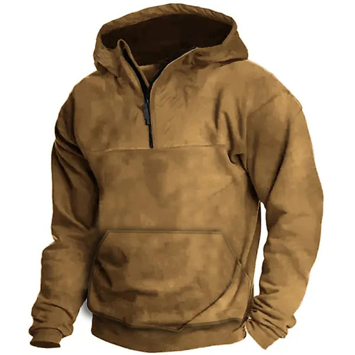 Men's Hooded Solid Color Sports Fleece Sweater Coat