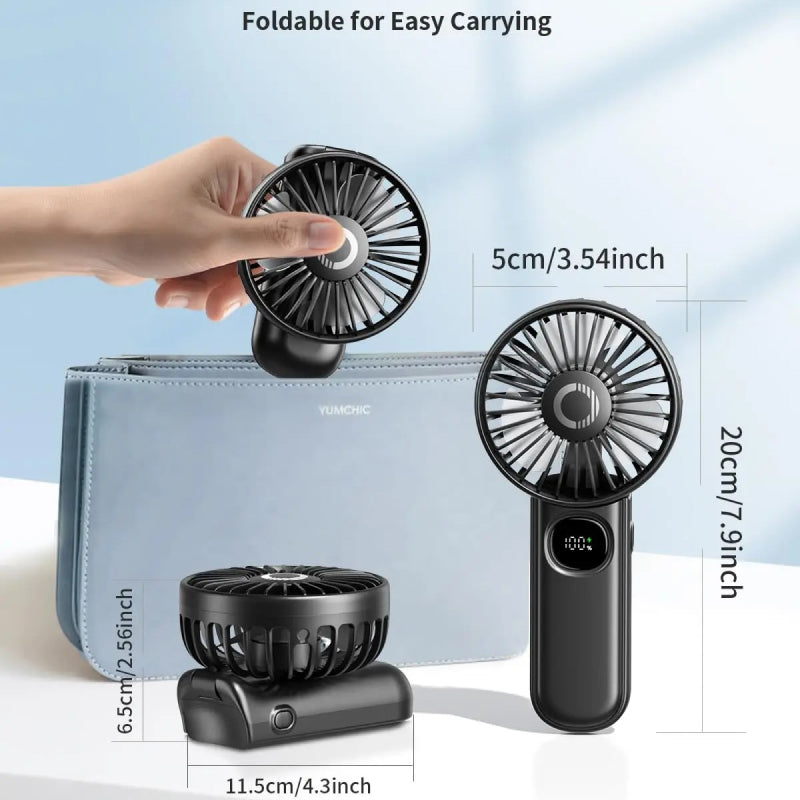 Foldable Portable Handheld Fan with LED Display