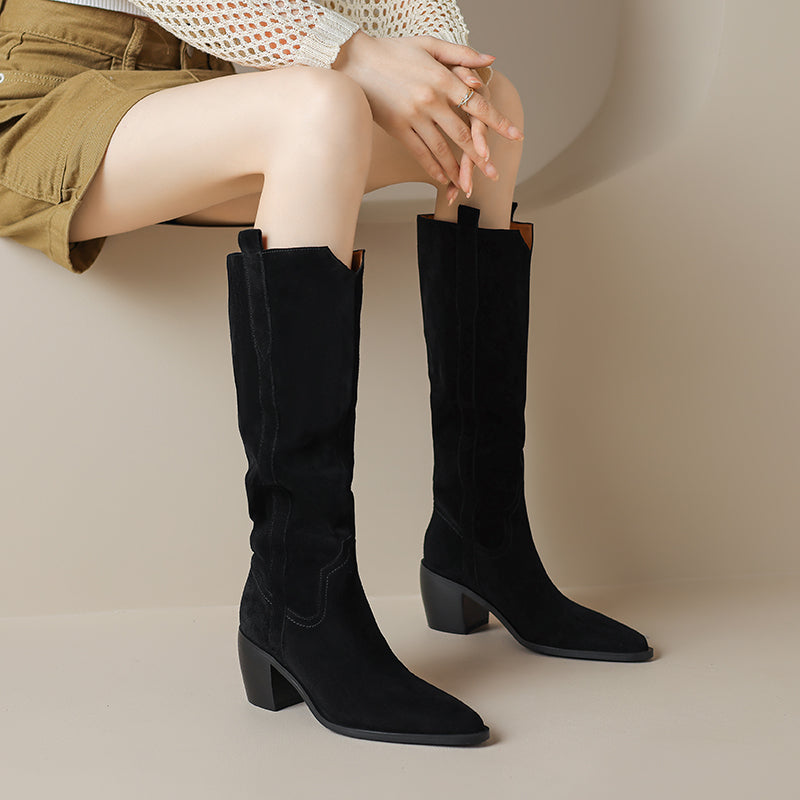 Autumn Winter Chunky Heeled Cowgirl Boots