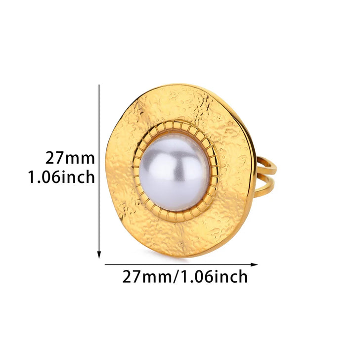 Elegant Gold-Tone Imitation Pearl Rings – Trendy Round Engagement & Statement Jewelry