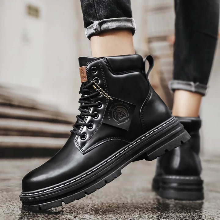 High Top Leather Motorcycle Ankle Boots