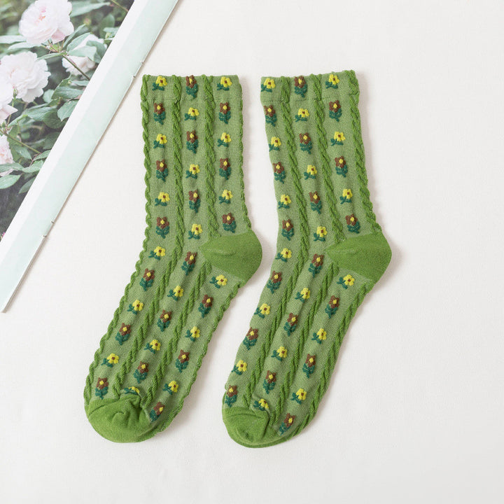 Cartoon Flower Cotton Socks for Women