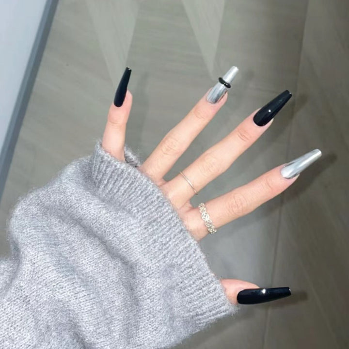 Silver Black Super Cool Nail Stickers