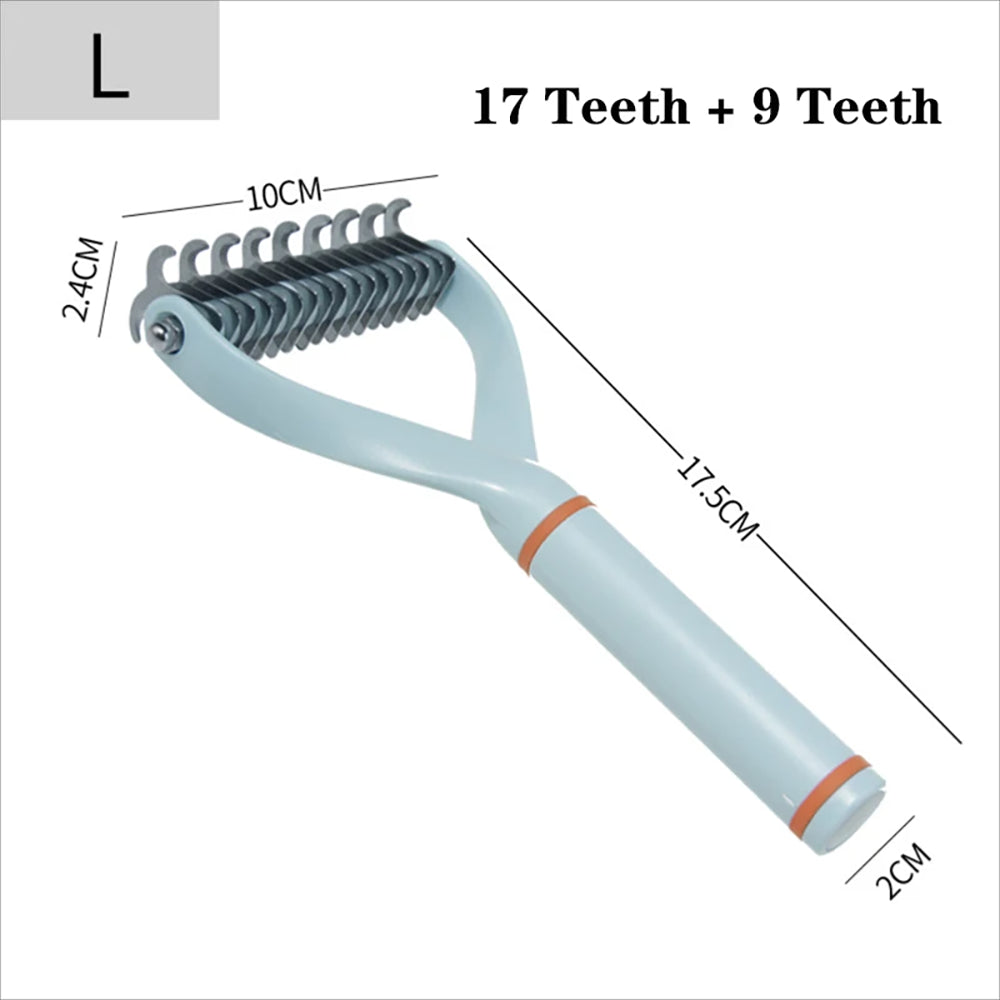 Double-Sided Pet Deshedding Brush for Cats and Dogs