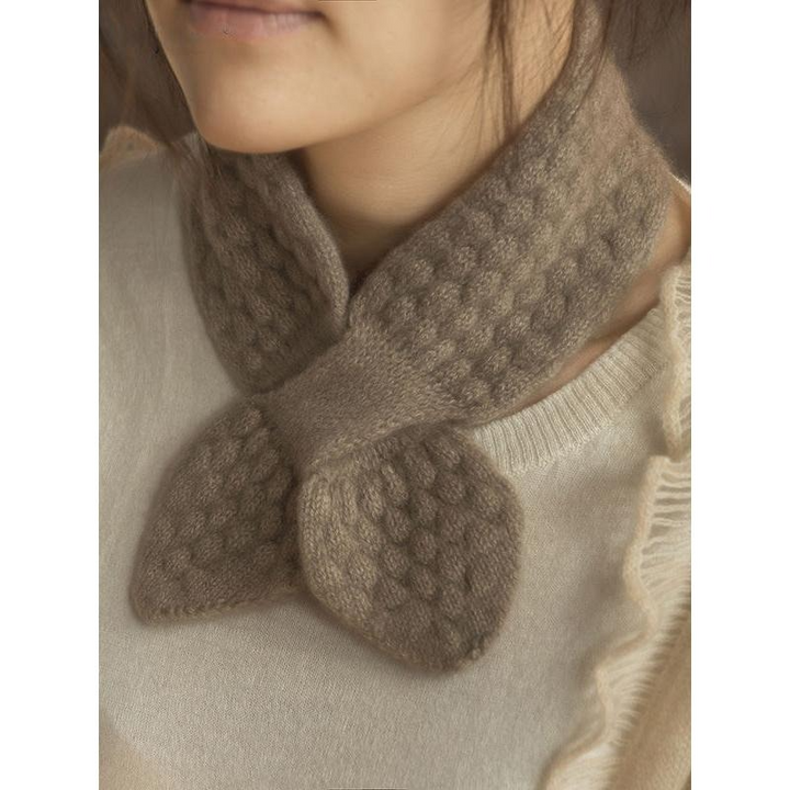 100% Pure Cashmere Moss Stitch Bowknot Scarf