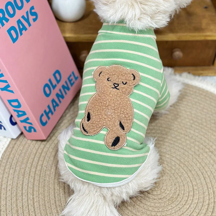 Cozy Striped Teddy Bear Hoodie for Small Dogs and Cats