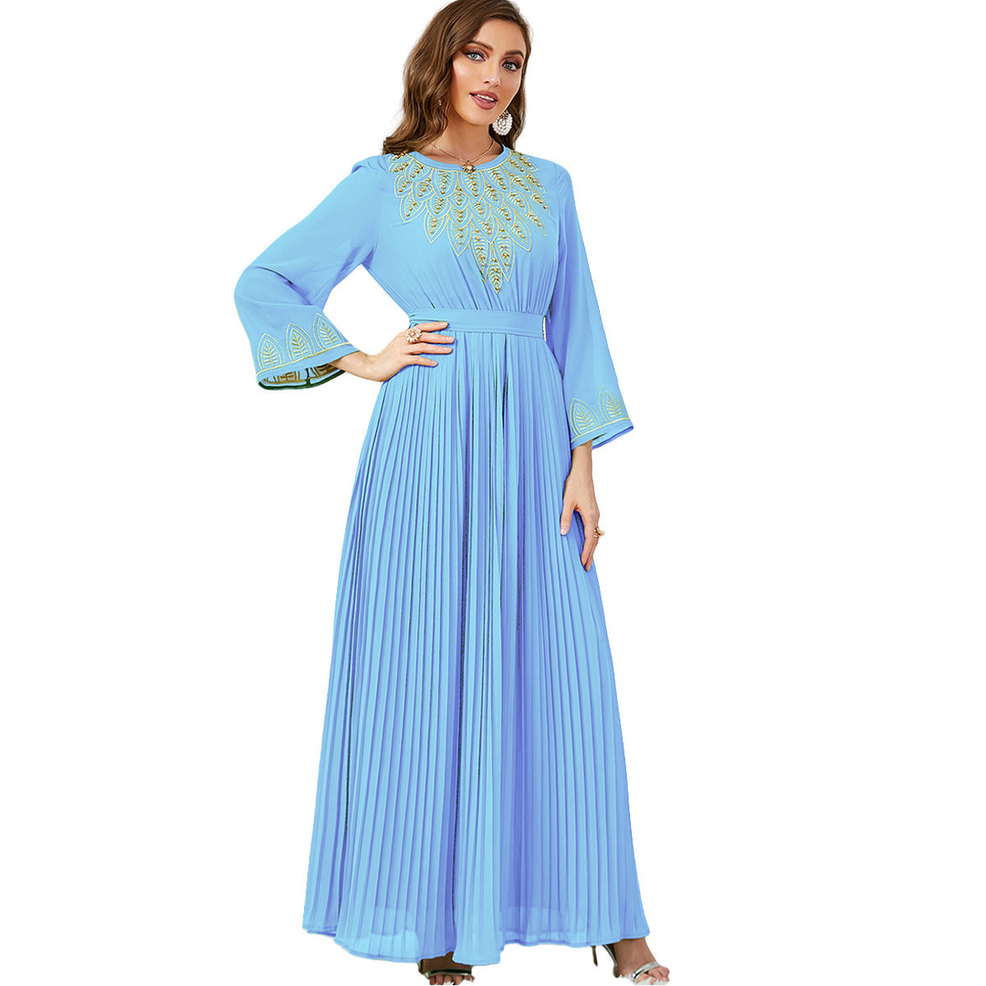 Women's Fashion Folding Embroidery Beads Dubai Dress