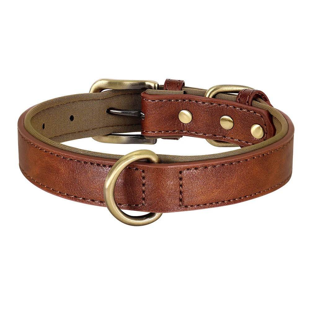 Soft Padded PU Leather Dog Collar