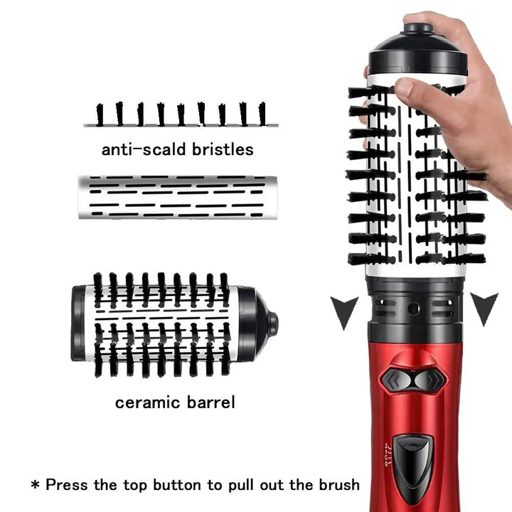 3 In 1 Rotating Hair Dryer Brush with Ceramic Curler and Volumizer