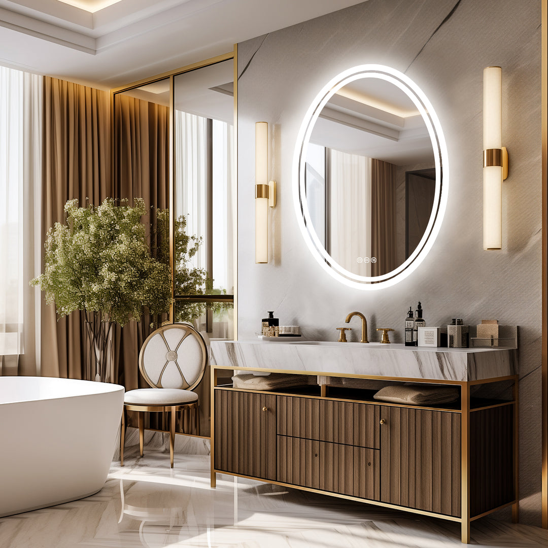 LED Backlit Round Vanity Mirror with Dimmable Lights