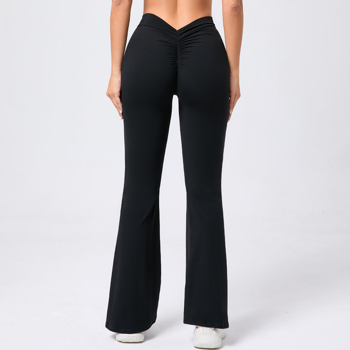 Ladies' Hip Lifting Yoga V Waist Bell-bottom Pants