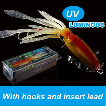 UVluminous Bionic Squid Fishing Lure Deep Sea Boat Fishing Bait