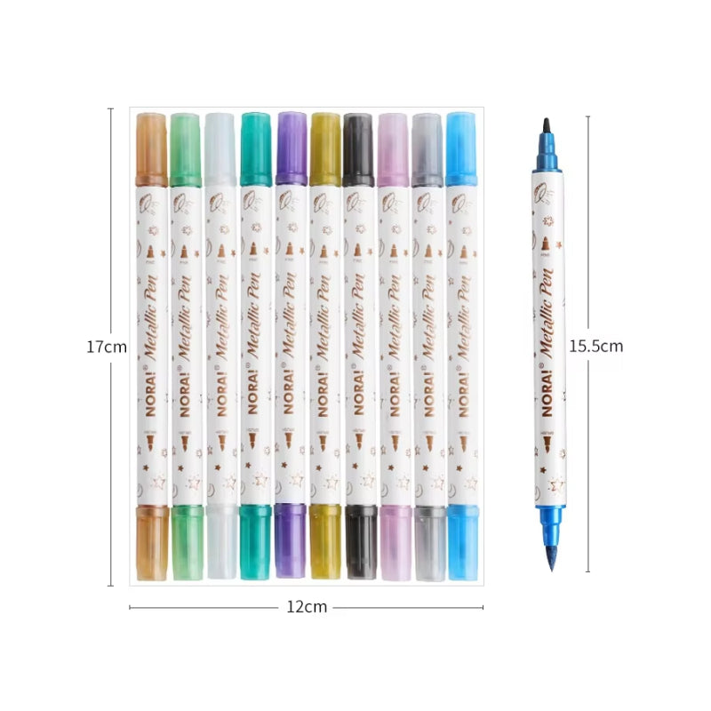 10-Piece Metal Colorful Double Head Nail Tattoo Pen Set