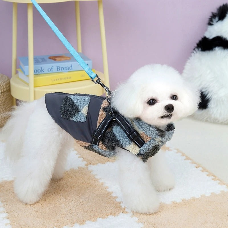 Warm Winter Dog Jacket with Harness for Small to Medium Dogs