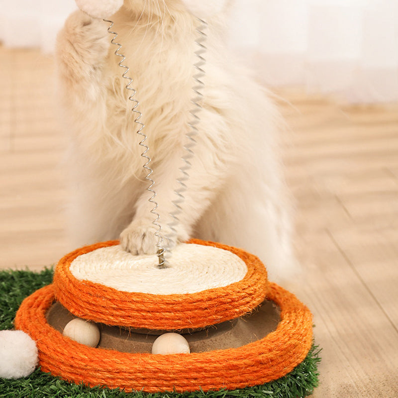 Carrot Sisal Rope Cat Scratching Post with Turntable Toy