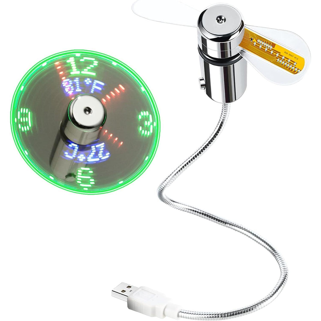 LED Clock USB Mini Fan with Real-Time Display